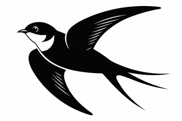 swallow silhouette line art vector illustration with a white background