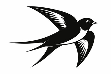 swallow silhouette line art vector illustration with a white background