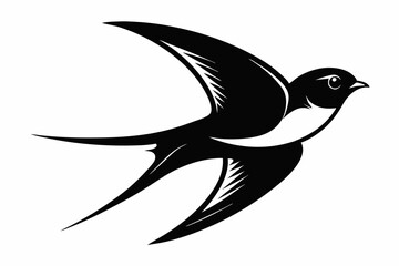 swallow silhouette line art vector illustration with a white background