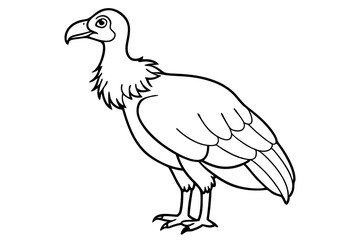 vulture silhouette line art vector illustration with a white background