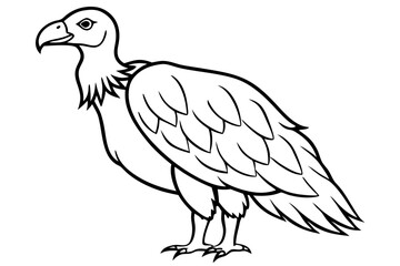 vulture silhouette line art vector illustration with a white background