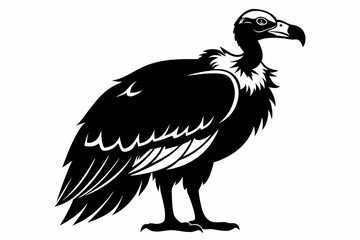 vulture silhouette line art vector illustration with a white background