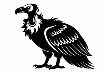 vulture silhouette line art vector illustration with a white background