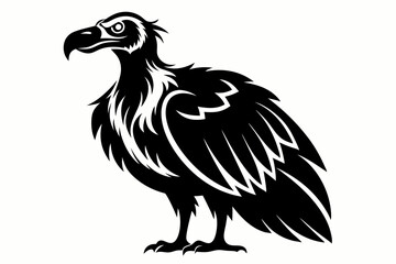 vulture silhouette line art vector illustration with a white background