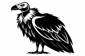 vulture silhouette line art vector illustration with a white background