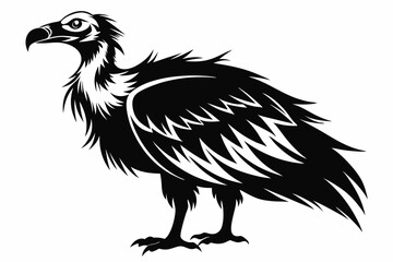 vulture silhouette line art vector illustration with a white background