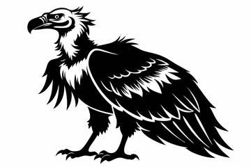 vulture silhouette line art vector illustration with a white background
