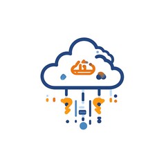 Data Transfer Icon Showing Cloud with Uploading and Downloading Streams