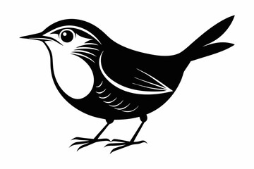 Obraz premium wren silhouette line art vector illustration with a white background