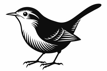 Fototapeta premium wren silhouette line art vector illustration with a white background