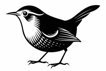 Obraz premium wren silhouette line art vector illustration with a white background