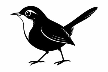 Obraz premium wren silhouette line art vector illustration with a white background