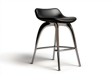Isolated sleek metal bar stool with black leather seat in modern kitchen space contemporary design minimalist environment stylish viewpoint for elevated living spaces