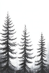Obraz premium monochrome outdoor nature scene with conifer trees