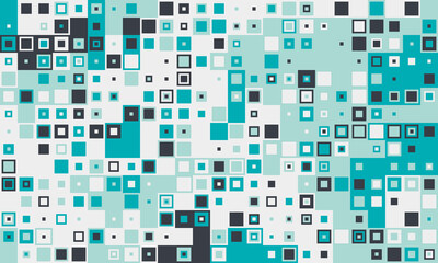 Abstract teal, white, and dark gray square pattern.  Modern geometric design ideal for website backgrounds, tech presentations, or digital art projects. Represents data, connectivity, or pixel art.