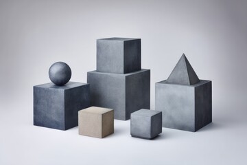 Geometric shapes, various sizes and muted tones