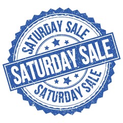 Obraz premium SATURDAY SALE text on blue round stamp sign