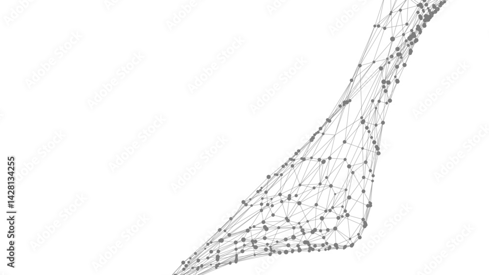 Poster Dots connected by lines. Abstract wave. Minimalist mesh. Abstract polygonal shape.