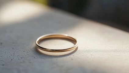 Gold Ring on Light Stone Surface