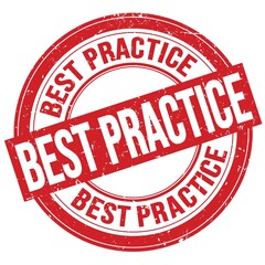 BEST PRACTICE text written on red round stamp sign
