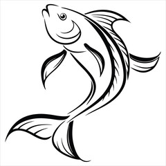 silhouette fish on white background