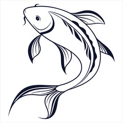 silhouette fish on white background