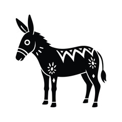 donkey tribal style black silhouette vector on white for web and graphic