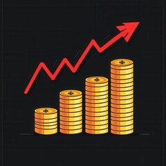 business graph with golden coins