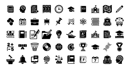 Academic and Educational Symbols: Books, School, Sports, Science, and More.