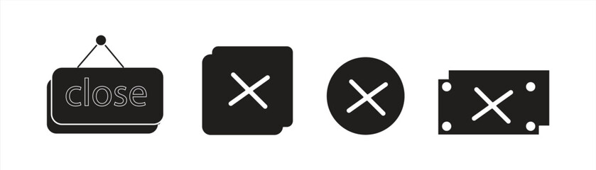 Fototapeta premium Closed sign, Flat icon on button in various Closed Sign Line Icons, Editable Stroke, vector illustration.