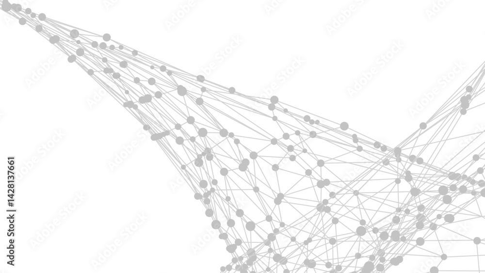 Poster Dots connected by lines. Abstract wave. Minimalist mesh. Abstract polygonal shape.