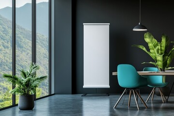 Modern conference room with panoramic mountain view