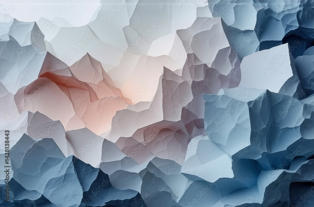 Poster abstract layered geometric texture in muted cool tones. soft light from the center creates depth and