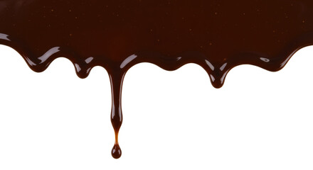 Melted brown chocolate dripping on white background, with clipping path 3D illustration.