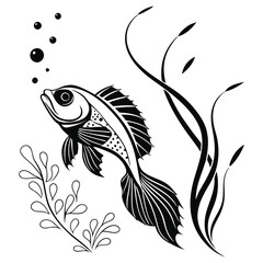 Fototapeta premium silhouette fish on white background