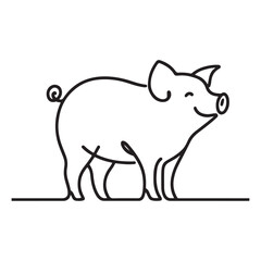 Cute Pig Silhouette Illustration for Farm Animal and Livestock Designs