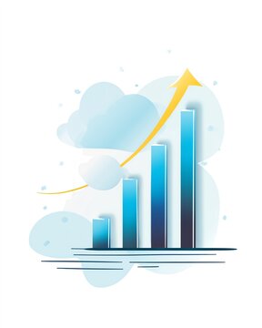 Upward Trend Graph Illustrating Progress and Success, Growth and Positive Development, Rising Above Challenges
