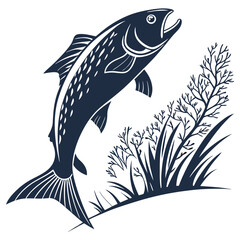 silhouette fish on white background