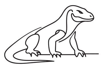 Komodo Dragon Silhouette Line Art Vector Illustration Wildlife