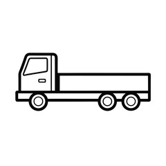 flatbed truck black line art vector on white background for web and graphic