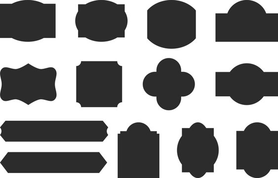 Vintage label collection with ornate frames and elegant silhouettes. Decorative badge shapes for product packaging, branding and logo design. Vector templates set with blank, empty space