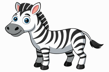 Vector of cartoon zebra illustration on white