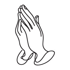 Praying Hands Illustration Symbol of Faith and Hope Line Art