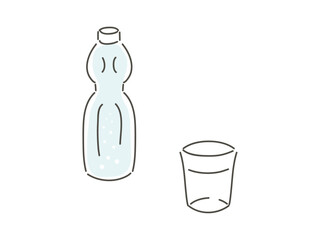 ラムネとグラスのシンプルな手書きイラスト