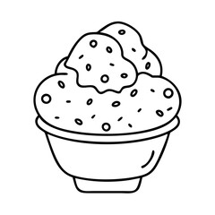 cookie dough ice cream icon, cookie dough ice cream line art - simple line art of cookie dough ice cream, perfect for cookie dough ice cream logos and icons