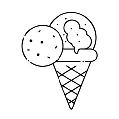 cookie cone ice cream icon, cookie cone ice cream line art - simple line art of cookie cone ice cream, perfect for cookie cone ice cream logos and icons
