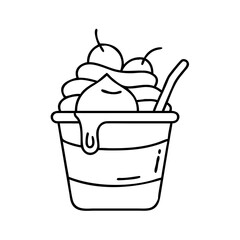 cup of gelato icon, cup of gelato line art - simple line art of cup of gelato, perfect for cup of gelato logos and icons