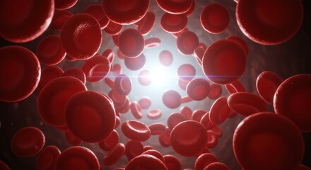 Red Blood Cell in an artery, Blood Flow, medical human health-care Concept Background, 3d rendering.