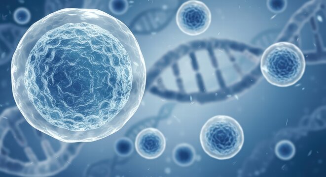 3d rendering of Human cell or Embryonic stem cell microscope background.