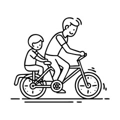Fototapeta premium dad teaching to ride a bike icon, dad teaching to ride a bike line art - simple line art of dad teaching to ride a bike, perfect for dad teaching to ride a bike logos and icons